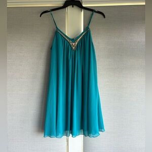 Dex Blue Dress with Beaded Accents